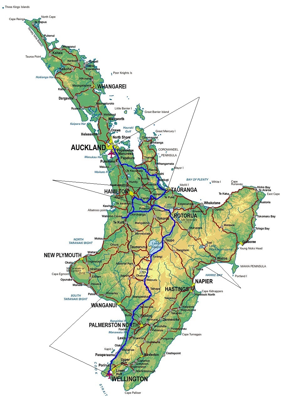 Map of the North Island